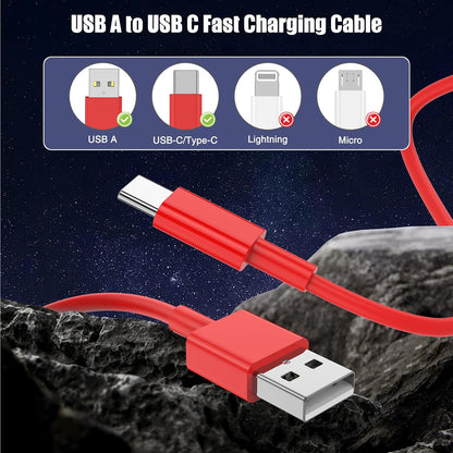 3-Pack Red [3.3FT+3.3FT+6FT] USB A to USB C Cable，USB to USB C Car Carplay Cable for iPhone 16 15 Pro Plus Pro Max，for iPad Pro/Air/Mini，for Samsung S24/S23/S22/S21，for MacBook Pro/Air and More