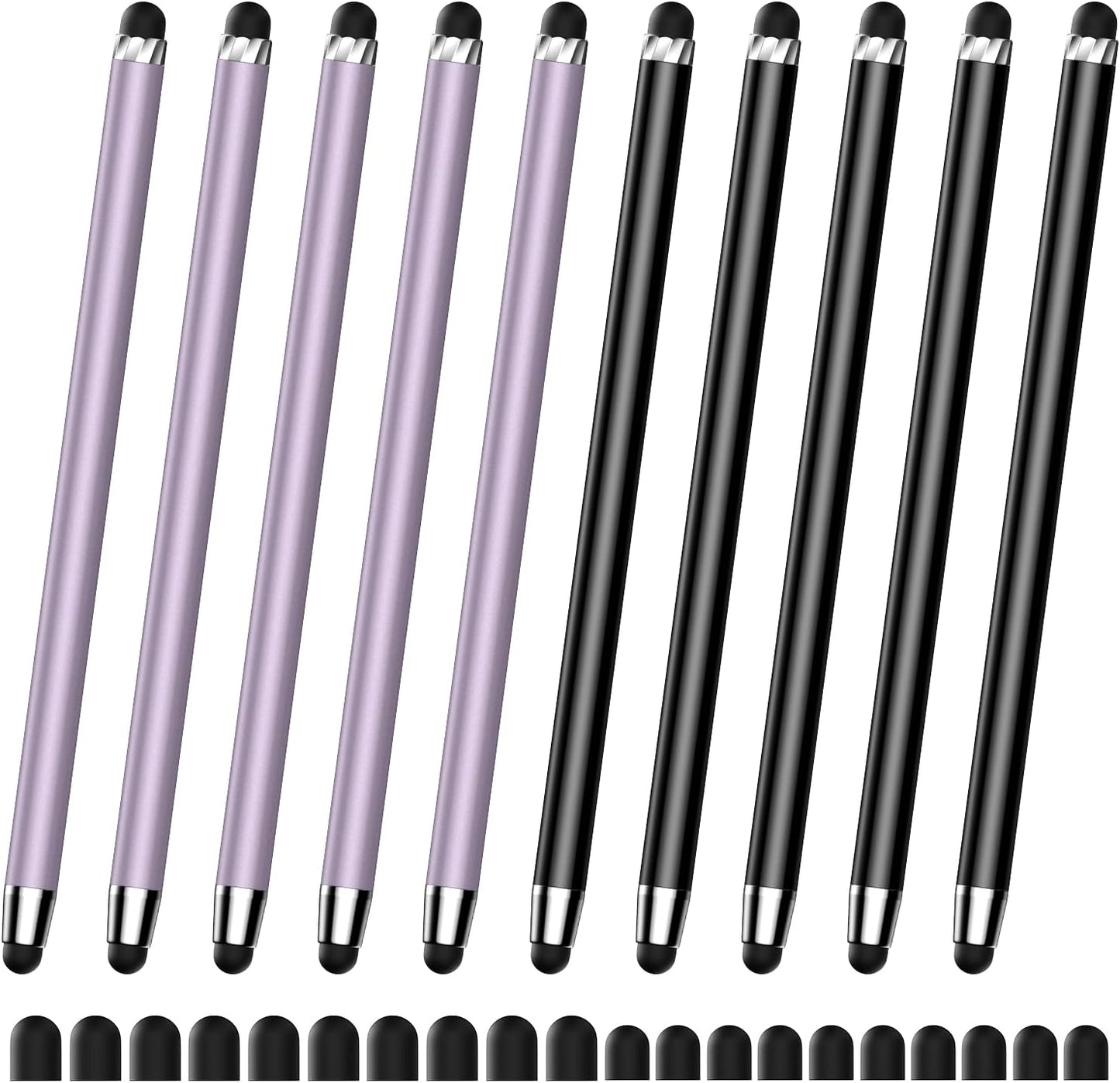 10 PCS Stylus,Stylus Pen for Touchscreen,Stylus 2-in-1 High Sensitivity & Precision Suitable for All Touch Screens of iPhone/ipad/Android Tablets(10 Stylus Pen Purple/Black + 20 Tips)