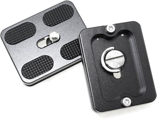 Maxmoral 2PCS 38x50mm Black Universal Metal Quick Release Plate with 1/4 Inch Screws Aluminium Adapter Compatible with Camera Tripod Ball Joint Standard