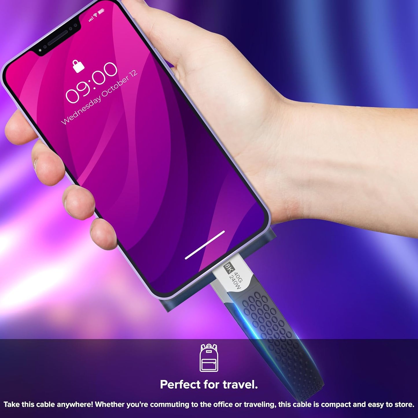 LINKUP USB 4.0 USB C to USB C Cable | Thunderbolt 4/3 Compatible | Type C Charger for MacBook and iPhone | 240W Fast Charging | 40Gbps Data Transfer | 8K@60Hz Display Cord | Use with all USB C devices