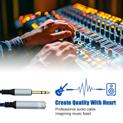 LDKCOK 1/4 inch TRS Extension Cable 6ft, 1/4" Male to Female Stereo Headphone Guitar Cable