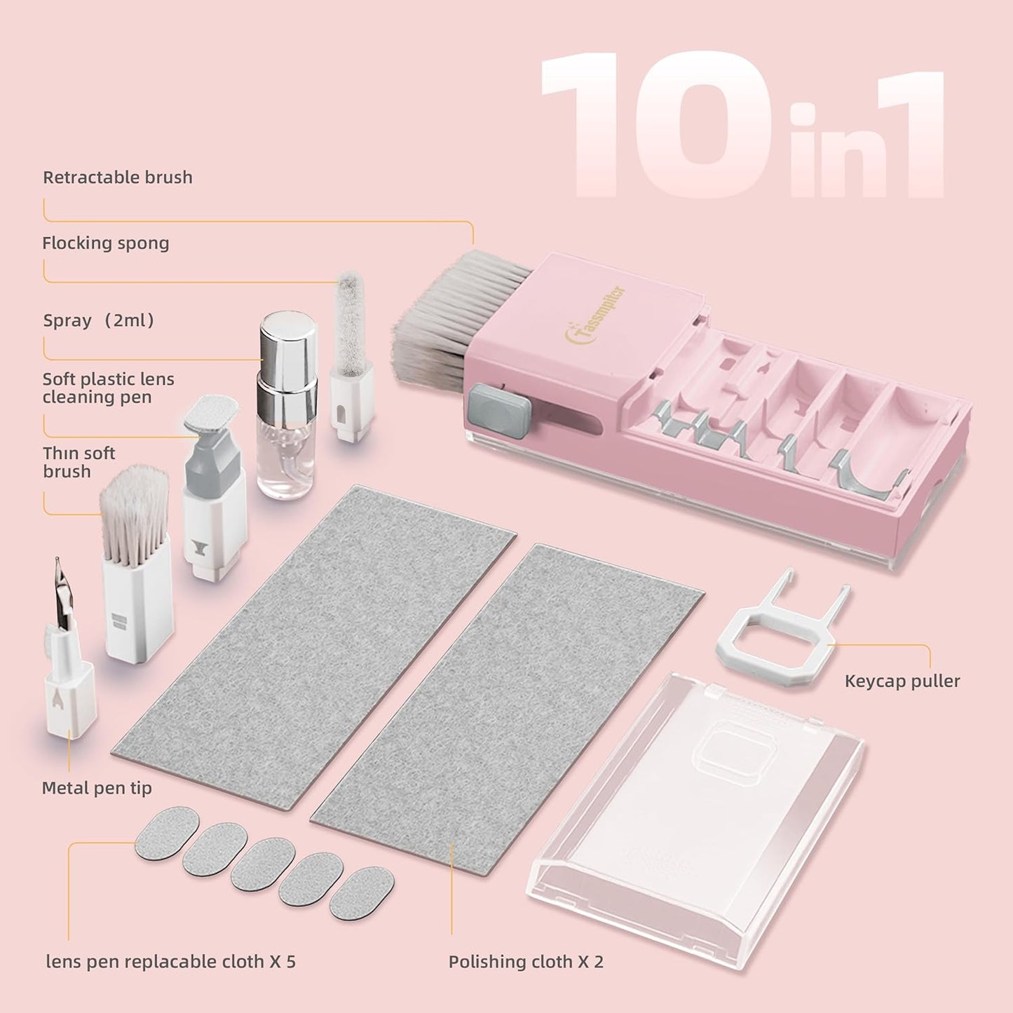 Keyboard Cleaning Kit, All in 1 Laptop Cleaning Kit for MacBook iPhone iPad Camera Lens Airpods Computer, Compact Keyboard Cleaner with Spray and Brush, Multitool for Electronic Screen