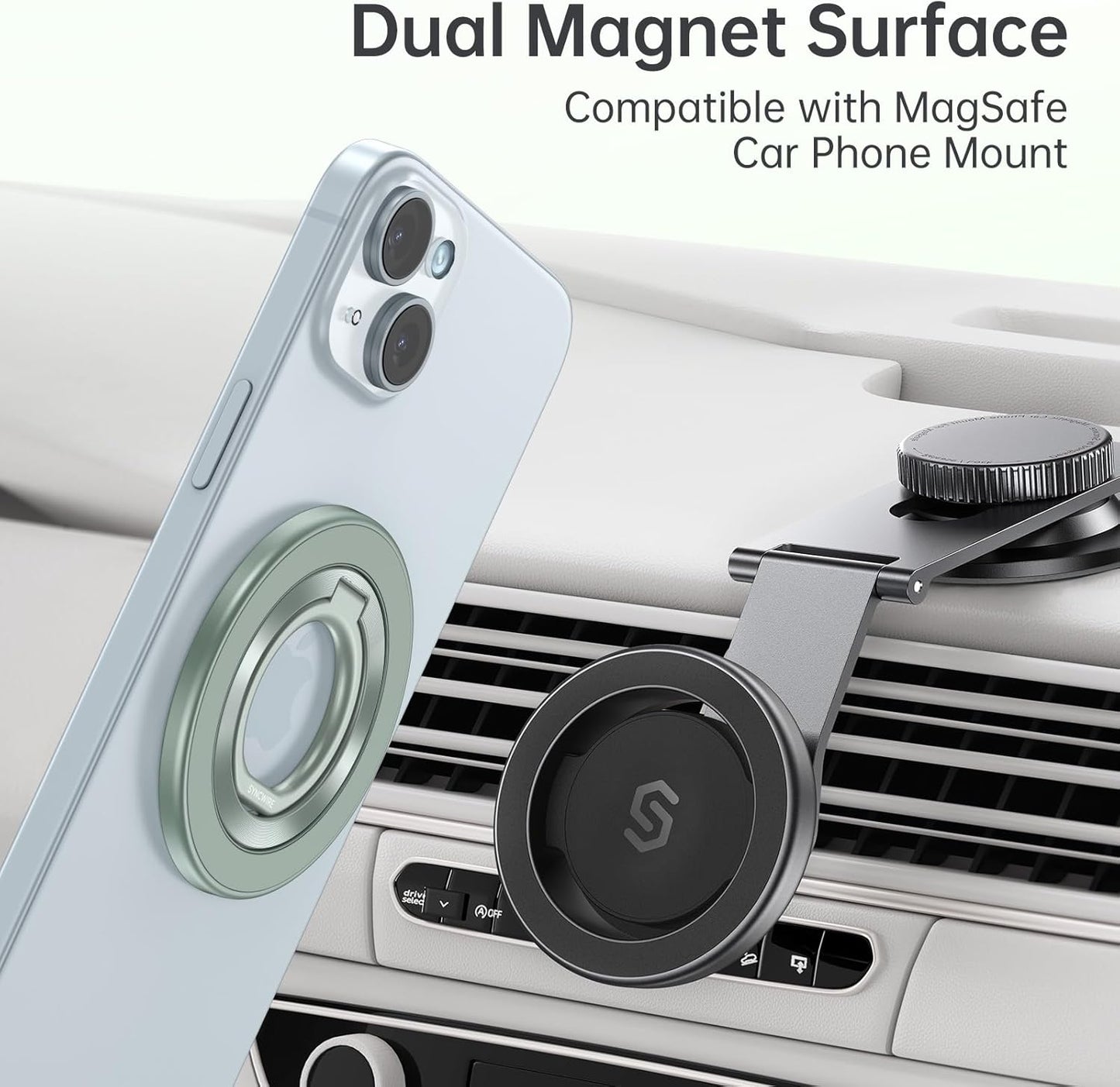 Syncwire Magnetic Phone Ring Holder for MagSafe, Magnetic Cell Phone Grip Stand Finger Ring Kickstand with Two-Sided Magnets Compatible iPhone 16 Pro Max 15 14 13 12 Android, Green