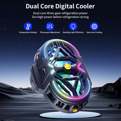 Cell Phone Cooler with LED, Cooling Power, Compatible with 2.5-3.5 Inch Wide Smartphones for Gaming, Live Streaming and Video Recording