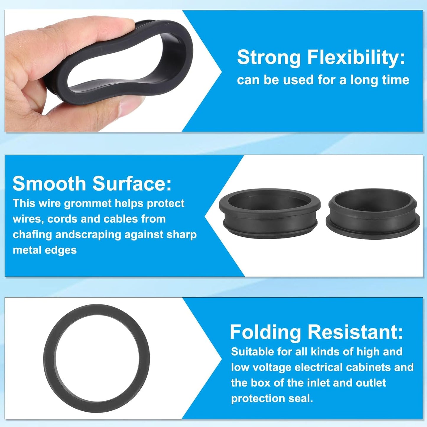 PATIKIL 58.6mm / 2-5/16 Inch Drill Hole,2-1/16 Inch ID Rubber Grommets, 3Pcs Top Hat Grommet for Wiring Eyelet Ring Gasket Automotive Firewall Cable Hole Plugs Wires Protection, Black