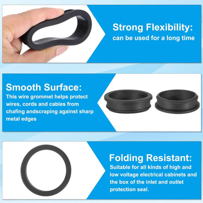 PATIKIL 58.6mm / 2-5/16 Inch Drill Hole,2-1/16 Inch ID Rubber Grommets, 3Pcs Top Hat Grommet for Wiring Eyelet Ring Gasket Automotive Firewall Cable Hole Plugs Wires Protection, Black