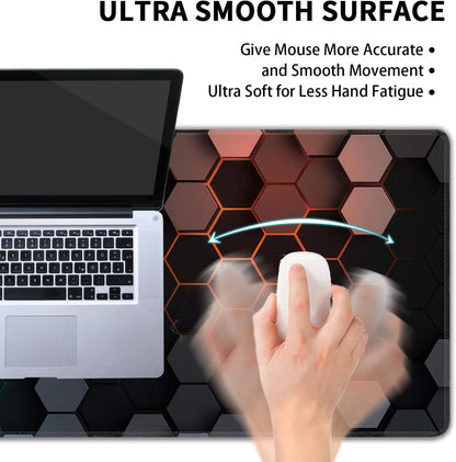 Hexagon Honeycomb Large Mouse Pad,Gaming Keyboard Desk Pad,Extended Mouse Mat Non-Slip Rubber Base with Stitched Edges for Office Game Home XL 31.5"x11.8"