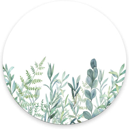 Round Mouse Pad, Green Grass Mouse Pad, Washable Gaming Mousepads with Lycra Cloth, Non-Slip Rubber Base Computer Small Mouse Pads for Wireless Mouse, Leaves