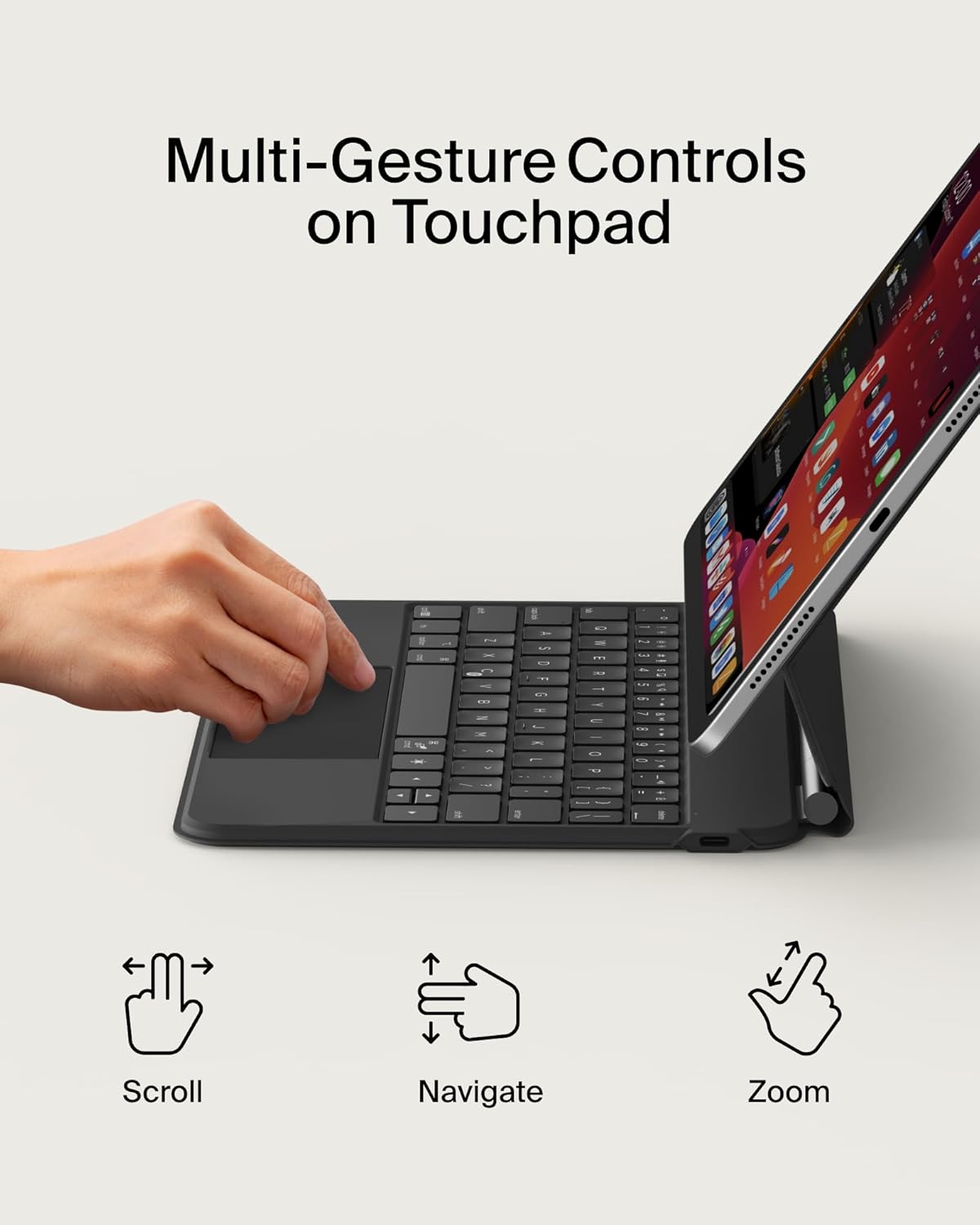 Belkin Pro Keyboard Case w/Magnetic Stand, Backlit Bluetooth Keyboard, Multi-Gesture Controls, Magnetic Apple Pencil Storage Compatibility, & Multimedia Keys for iPad Pro 11" (M4) - Black