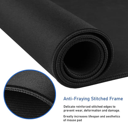 Large Extended Gaming Mouse Pad with Stitched Edges, (31.5X15.7In) Durable Non-Slip Natural Rubber Base, Waterproof Computer Keyboard Pad Mat for Esports Pros/Gamer/Desktop/Office/Home-Black