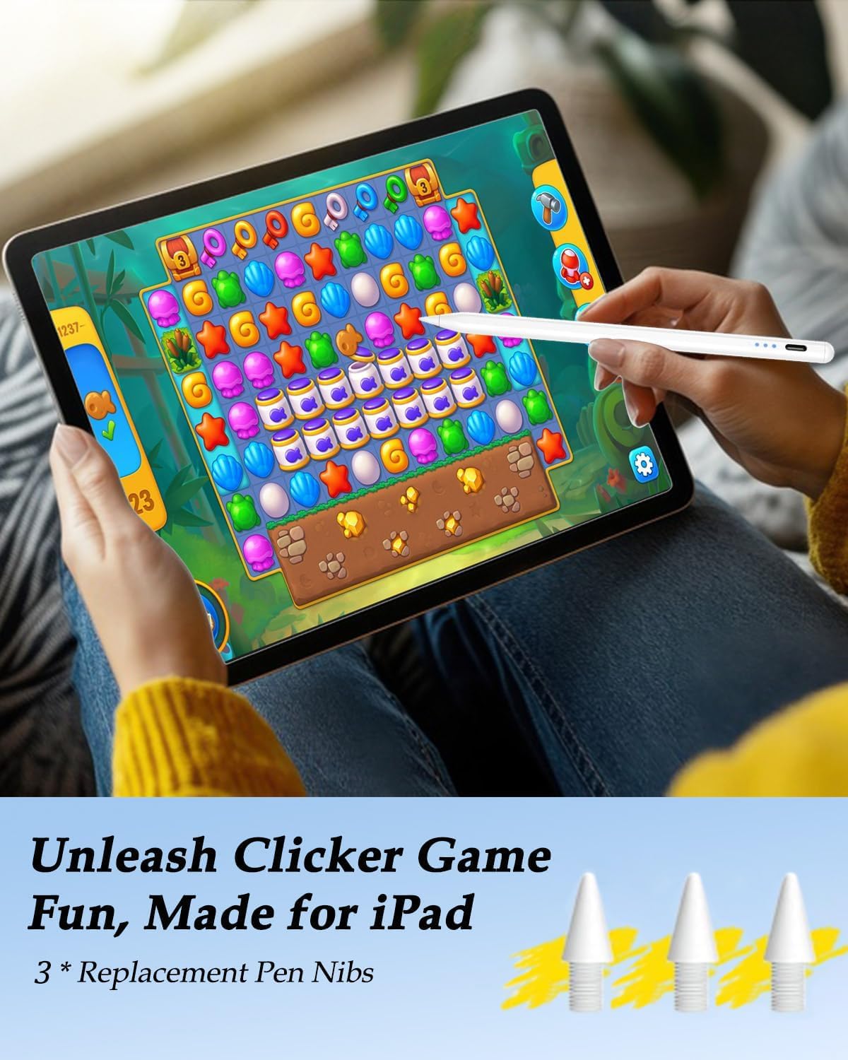 Stylus Pencil for Apple iPad 2018-2025 A16 11/10/9/8/7/6,iPad mini A17 Pro/6/5,iPad Air M3/M2 11"/13"/5/4/3,iPad Pro M4 13"/12.9"/11" USB-C Fast Charging Pencil,Pixel-Perfect Tilt Sensitivity