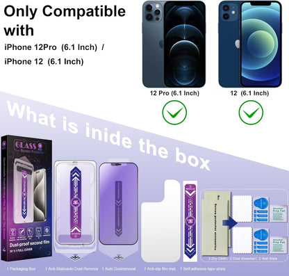 2 Pack Anti Blue Light Matte Screen Protector for iPhone 12 and iPhone 12 Pro 6.1-Inch Auto Dust Removal, No Bubbles, Tempered Glass Film, Easy Installation