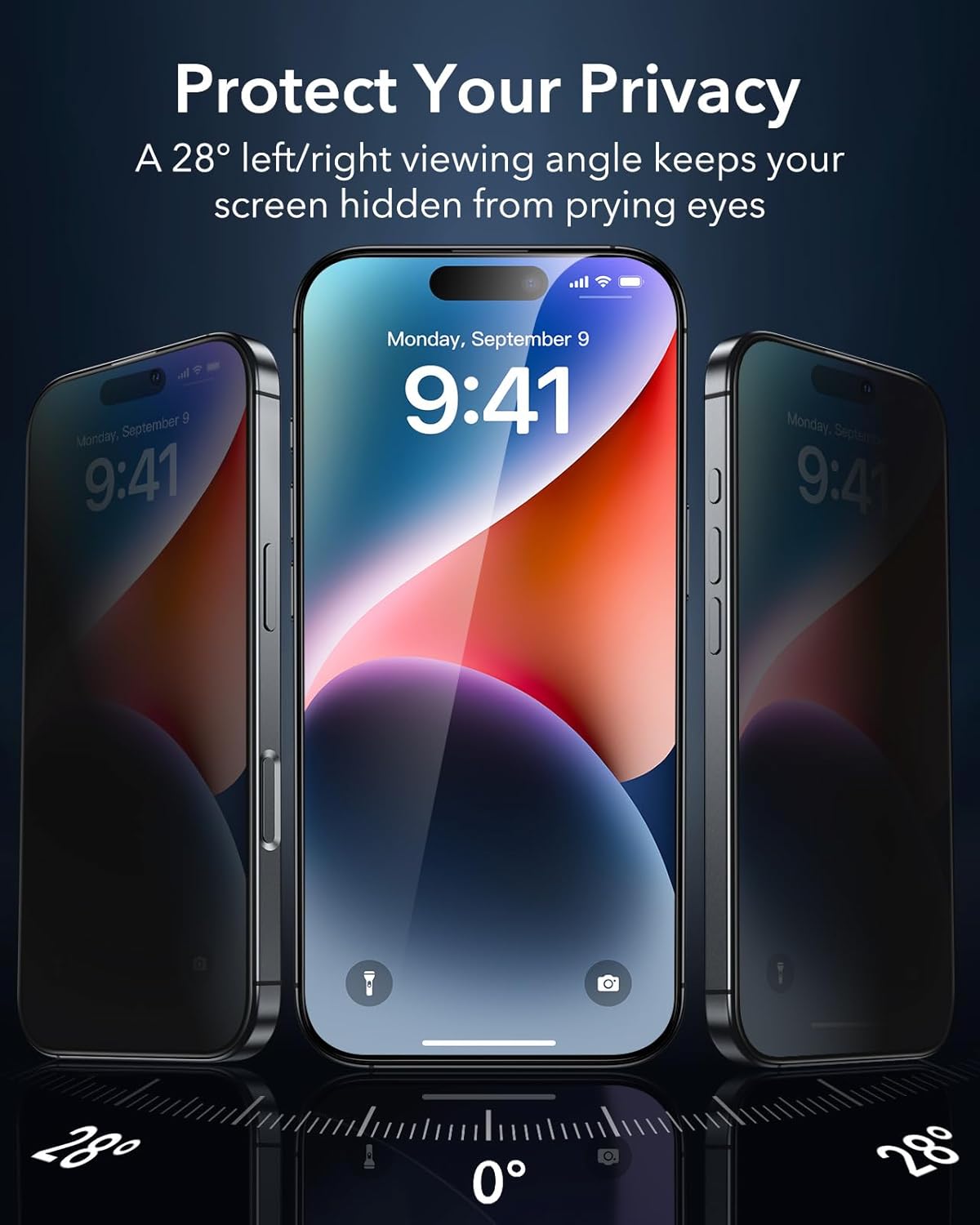 ESR 3 Pack for iPhone 16e/ iPhone 14/ iPhone 13/13 Pro Privacy Screen Protector, Anti-spy Tempered-Glass Privacy Screen Protector with Flawless Fit Tray