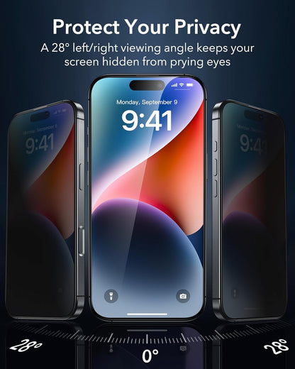 ESR 3 Pack for iPhone 13 Pro Max/iPhone 14 Plus Privacy Screen Protector, Anti-spy Tempered-Glass Privacy Screen Protector with Flawless Fit Tray