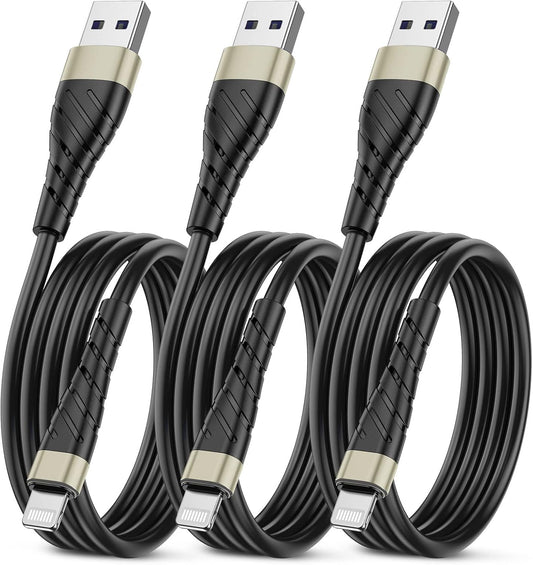 OIITH Apple MFi Certified iPhone Charger Cable 3 Pack 3 Ft, Lightning Charging Cord, Fast 2.4A iPhone USB Cord Compatible with iPhone12/11/XS/Max/XR/X/8/8P/7P/6/iPad - Gold