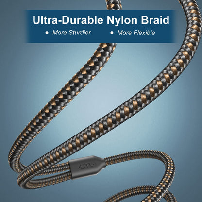 EMK 3.5mm to 2RCA Cable 24K Gold-Plated Nylon Braided RCA to Auxiliary Stereo Audio Headphone Male to Male 1/8 to RCA Cord for Tablet,Subwoofer,Home Theater,DVD Speaker,MP3/MP4,Player 5ft/1.5m