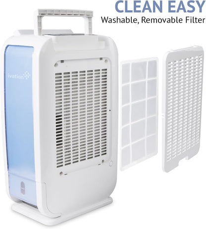 Ivation 13-Pint Small-Area Desiccant Dehumidifier Compact and Quiet - With Continuous Drain Hose for Smaller Spaces, Bathroom, Attic, Crawlspace and Closets - For Spaces Up To 270 Sq Ft, White