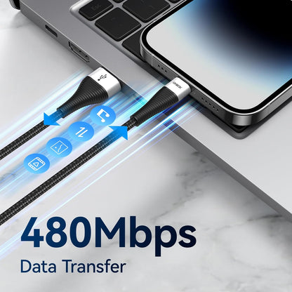 Extra Long iPhone Charger Cord 15FT [Apple MFi Certified] USB A to Lightning Cable Braided Fast Charging Cord Compatible with iPhone 14 Pro Max/Plus/13/12/11/X/XR/XS/SE/8/7/6/5/iPad - Black