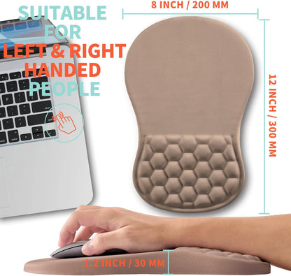 Ergonomic Mouse Pad Wrist Support with Memory Foam Massage Bulge, Carpal Tunnel Pain Relief Mousepad Wrist Rest for Mouse(12x8 inch, Sand Color)
