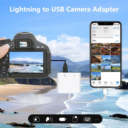 [Apple MFi Certified] Lightning to USB Camera Adapter with Charging Port for iPhone, USB 3.0 Female OTG Cable for iPad to Connect Card Reader USB Flash Drive U Disk Keyboard Mouse Hubs Midi