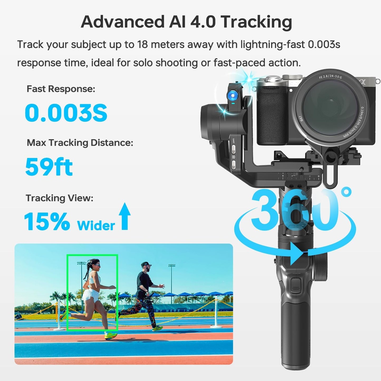 FeiyuTech SCORP Mini 3 [Kit] Gimbal Stabilizer for Smartphone & Mirrorless Cameras, 4.41lbs Payload, Built-in AI Tracking, Quick Vertical Shooting, Bluetooth Control for Sony/Canon/Nikon/DJI/Gopro