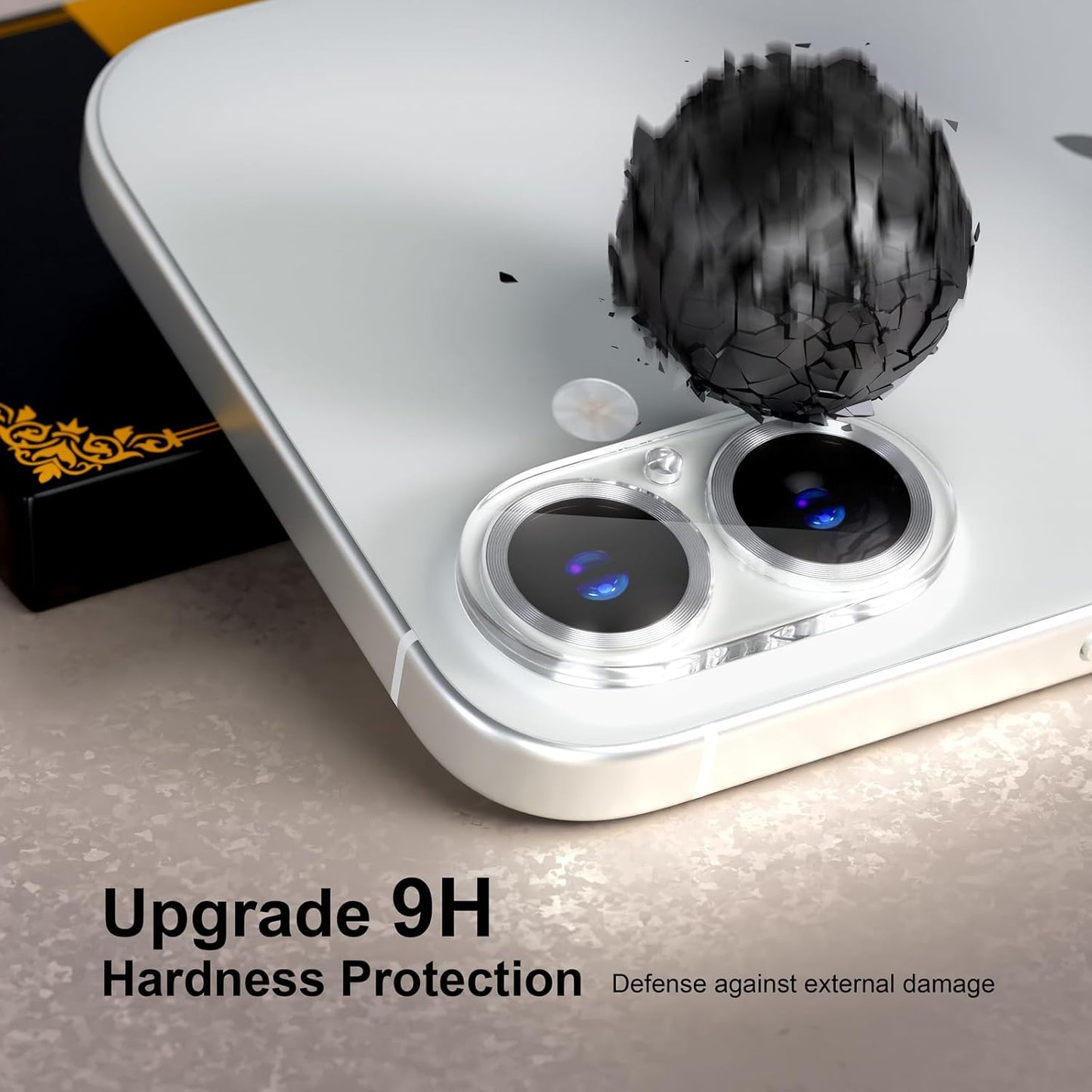 beuxece for 6 Pack iPhone 16 / iPhone 16 Plus Camera Lens Protector [Drop Protection] [Case Friendly] [Easy Installation] 9H Tempered Glass Camera Screen Protector Cover Accessories, CD Silver