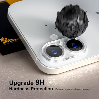 beuxece for 6 Pack iPhone 16 / iPhone 16 Plus Camera Lens Protector [Drop Protection] [Case Friendly] [Easy Installation] 9H Tempered Glass Camera Screen Protector Cover Accessories, CD Silver