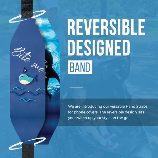 Phone Grip Strap - Reversible Finger Holder for Phone Back, Customizable Anti-Slip Design, Wireless Charging Compatible Detachable Holder for iPhone - Shark Bites