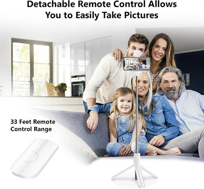 Selfie Stick Tripod, 40 in Retractable Tripod for iPhone with Wireless Remote Control & Light, Portable Phone tripods for Photograph, Live Streaming, Video Recording, Compatible with All Cellphones