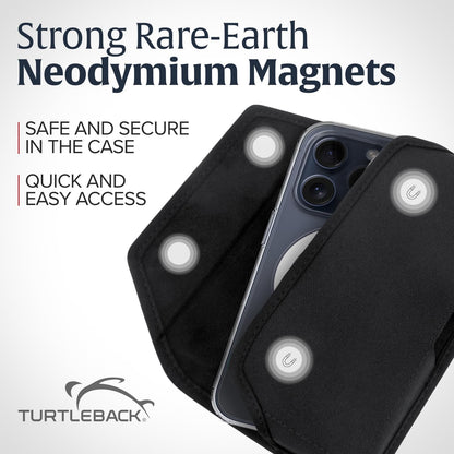 Turtleback Belt Clip for iPhone 16 Pro Max, 15 Pro Max, 14 Pro Max -Small- Fits w/Slim MagSafe Style Cases, Premium Black Nylon, Horizontal Belt Holder, Magnetic Closure HD Rotating Belt Clip