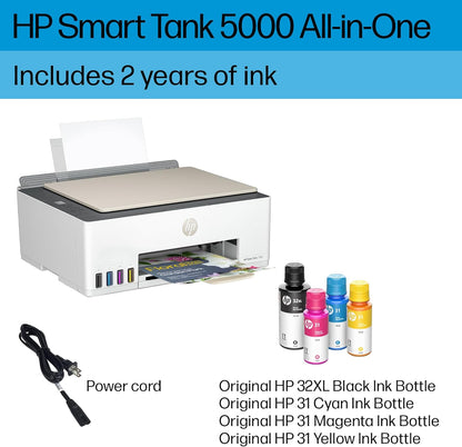 HP Smart Tank 5000 Wireless All-in-One Ink Tank Printer with up to 2 years of ink included, mobile print, scan, copy