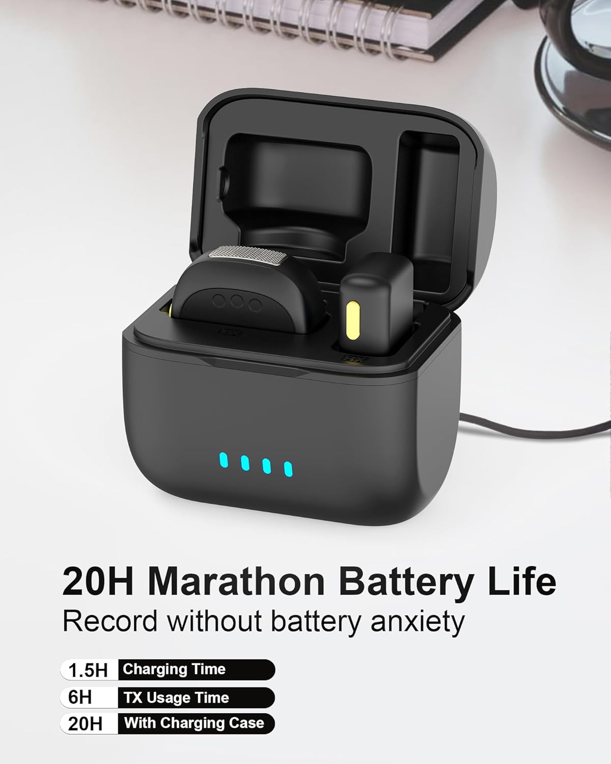 Mini Microphone for iPhone 14/13/12, Lightning Wireless Mic with Noise Cancellation, 48KHz 16-Bit, 20H Battery, 164ft Range, Magnetic & Clip Lavalier Microphone for Video Recording, YouTube, Tiktok