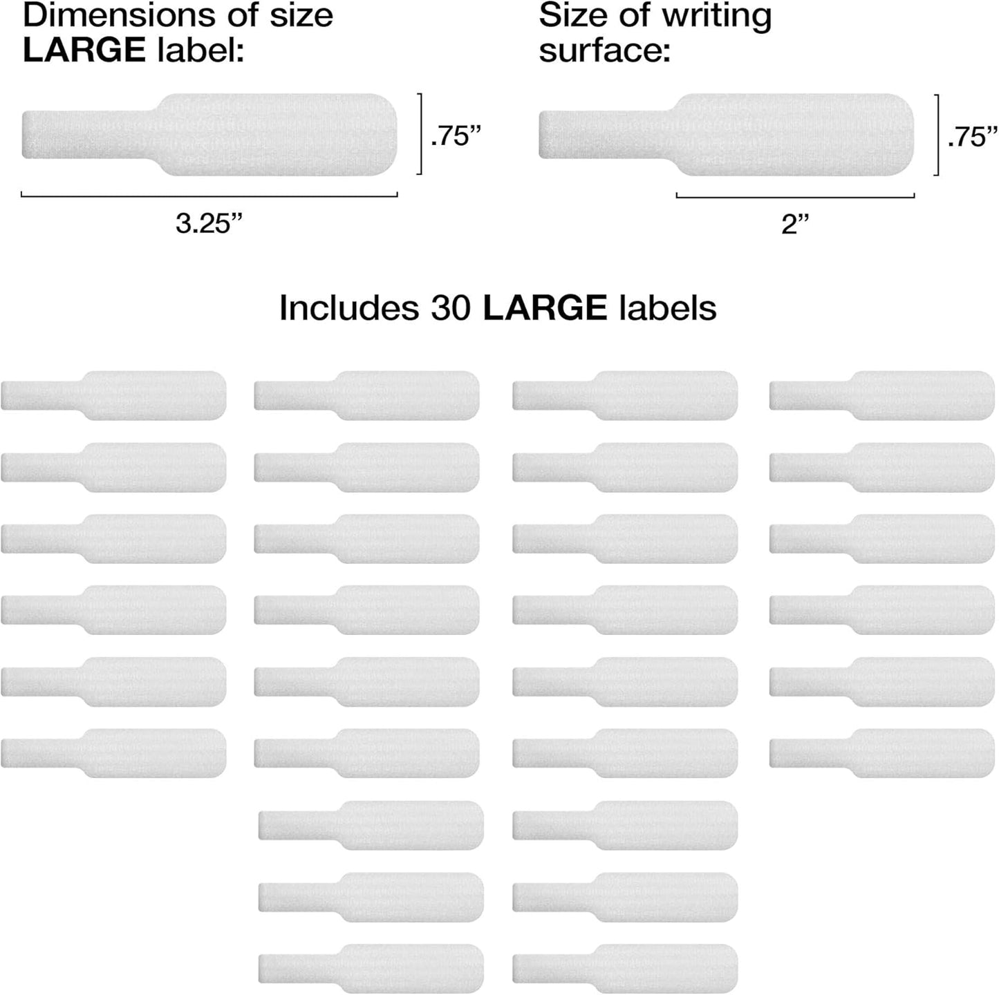 Cable Labels by Wrap-It Storage, Large, White (30-Pack) Write On Cord Labels, Wire Labels, Cable Tags and Wire Tags for Cable Management and Organizer for Electronics, Computers and More
