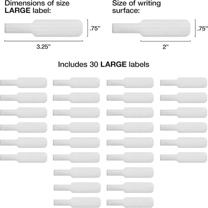 Cable Labels by Wrap-It Storage, Large, White (30-Pack) Write On Cord Labels, Wire Labels, Cable Tags and Wire Tags for Cable Management and Organizer for Electronics, Computers and More