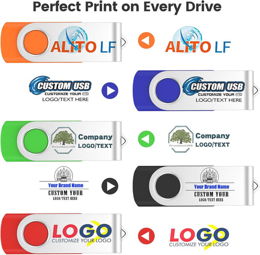 ABLAZE Custom Flash Drive 16GB 100 Pack, Personalized USB Drives Custom USB 2.0 Thumb Drives 100 Pack Memory Stick (Mixcolors)