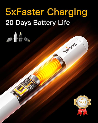 Stylus Pencil for Apple iPad – Longest Battery Life 5X, 35H Use, Tilt & Palm Rejection, Compatible with iPad 6th-10th Gen, Pro 11/12.9/13” (M4), Air 3/4/5/6, Mini 5/6