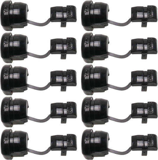 HJ Garden 10pcs Wire Cover Round Cable Wire Strain Relief Bush Grommet Round Strain Relief Bushing Electric Cable Protection Cord Buckle, Black