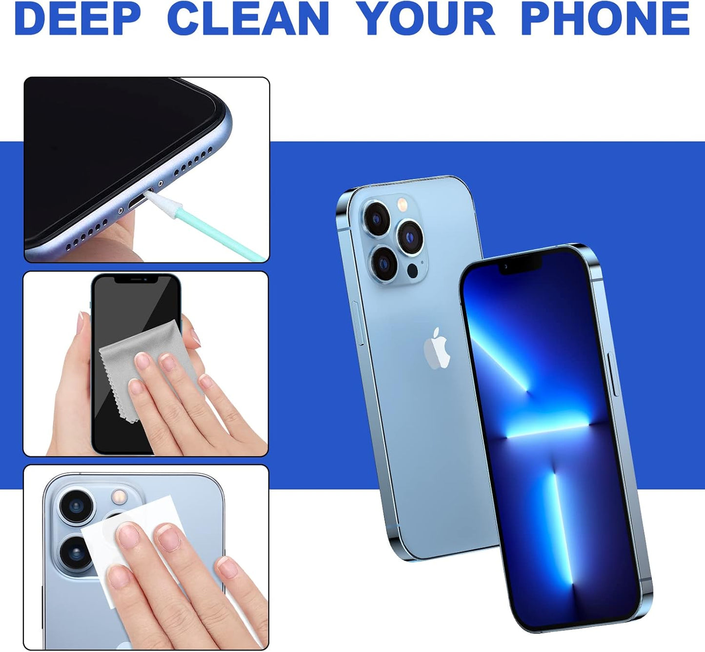 Cell Phone Cleaning Kit, Speaker Cleaner for iPhone, Charging Port Cleaning Tool, Electronic Cleaning kit, Compatible with Airpods Earbuds Camera USB C Lightning Port ipad (140PCS)