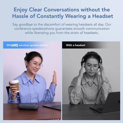 NUROUM A15 Conference Speaker and Microphone, Portable&Scalable Bluetooth Wireless Speakerphone, 360° Voice Pickup, Daisy Chian for Calls/Computer/PC/Laptop/Desktop via Bluetooth/Dongle/USB-A/C Blue