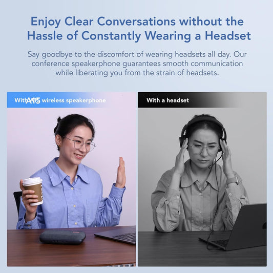 NUROUM A15 Conference Speaker and Microphone, Portable&Scalable Bluetooth Wireless Speakerphone, 360° Voice Pickup, Daisy Chian for Calls/Computer/PC/Laptop/Desktop via Bluetooth/Dongle/USB-A/C Blue