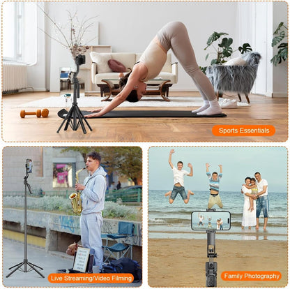AI Face Tracking Tripod with Remote 360° Auto Rotation Selfie Stick Tripod for iPhone Extendable to 65" 1/4" Screw Phone Mount for iPhone Android TikTok Streaming Travel