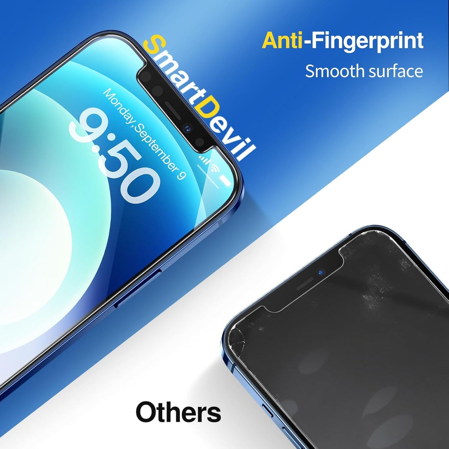 SMARTDEVIL 2 Pack Screen Protector for iPhone 12 / iPhone 12 Pro (6.1 Inch) Tempered Glass, HD Clear Film, Easy Installation, Dust-Free & Bubble-Free