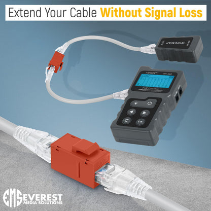 Everest Cat6 RJ45 Keystone Coupler (12-Pack) in Orange - RJ45 Coupler - Cat 6 Couplers - Female to Female Cat6 Keystone Jacks - Ethernet Couplers - Ethernet Cable Extender