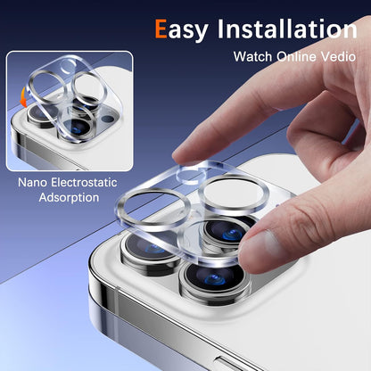 UniqueMe [ 3 Pack] Compatible with iPhone 12 Pro Max 6.7" Camera Lens Protector Tempered Glass,[Case Friendly][New version][Scratch-Resistant][Easy Installation] -Silver