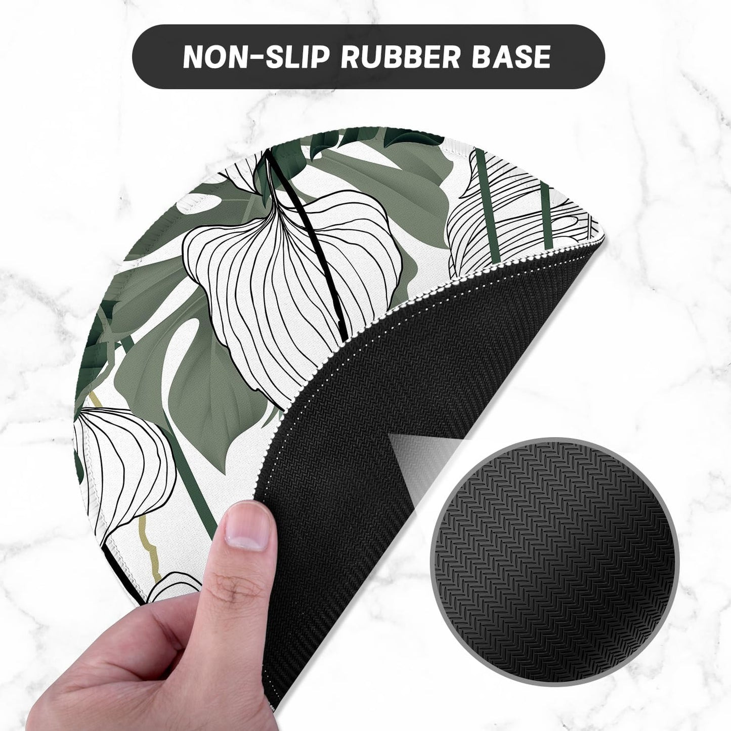 ITNRSIIET Round Mouse Pad with Stitched Edge Premium-Textured Waterproof Non-Slip Rubber Base Desktop Protection Mat Diameter 8.7 inches, Tropical Plant