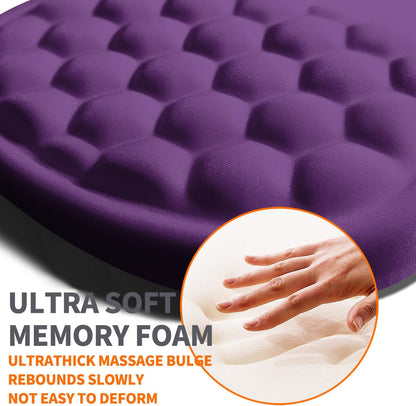 Ergonomic Joint Wrist Support Mouse Pad with Memory Foam Cushion Massage Bump, Carpal Tunnel Pain Relief Mousepad Slope Design for Wrist Rest, 11.8x7.9 in, Dark Violet