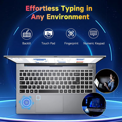 NIMO 15.6 inch Laptop FHD, AMD Ryzen 5 3500U, 8 GB RAM, 256 GB SSD, Windows 11, Backlit Keyboard, Fingerprint Reader, 65W PD, Lightweight Computer for Work and Homeschooling, Classic Silver