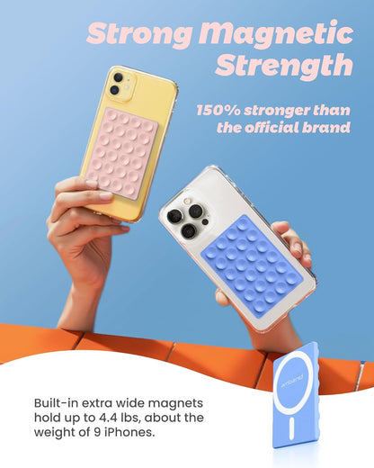 amBand Airplane Travel Essential Accessories Phone Holder for Women Men, Magnetic Suction Cup Phone Mount for Flying Plane Seat Back Screen, Long Flight Must Have Hands-Free for Selfie/Video, Sky Blue