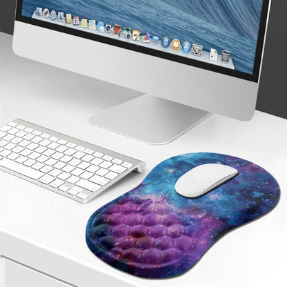 Hokafenle Ergonomic Mouse Pad Wrist Support, Wrist Rest Mousepad for Carpal Tunnel Pain Relief with Integrated Memory Foam Slope Massage Bulge (11.8x7.9 inch,Galaxy Nebula Space