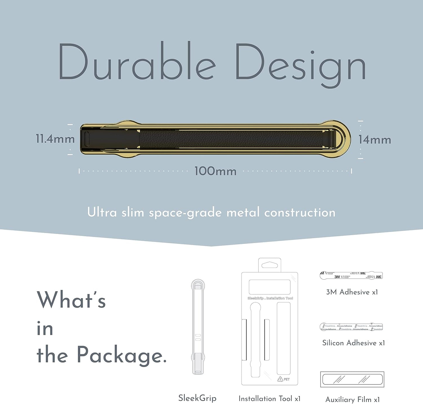 SleekGrip Premium: Swappable Phone Stand & Phone Grip - Ultra Thin Convertible Grip Holder Fits Most iPhone and Android Cases, Phone Strap Compatible with Wireless Chargers and Car Mounts